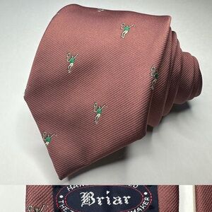 NWT & Vintage BRIAR Classic Mauve Tie w Embroidered Tennis Players